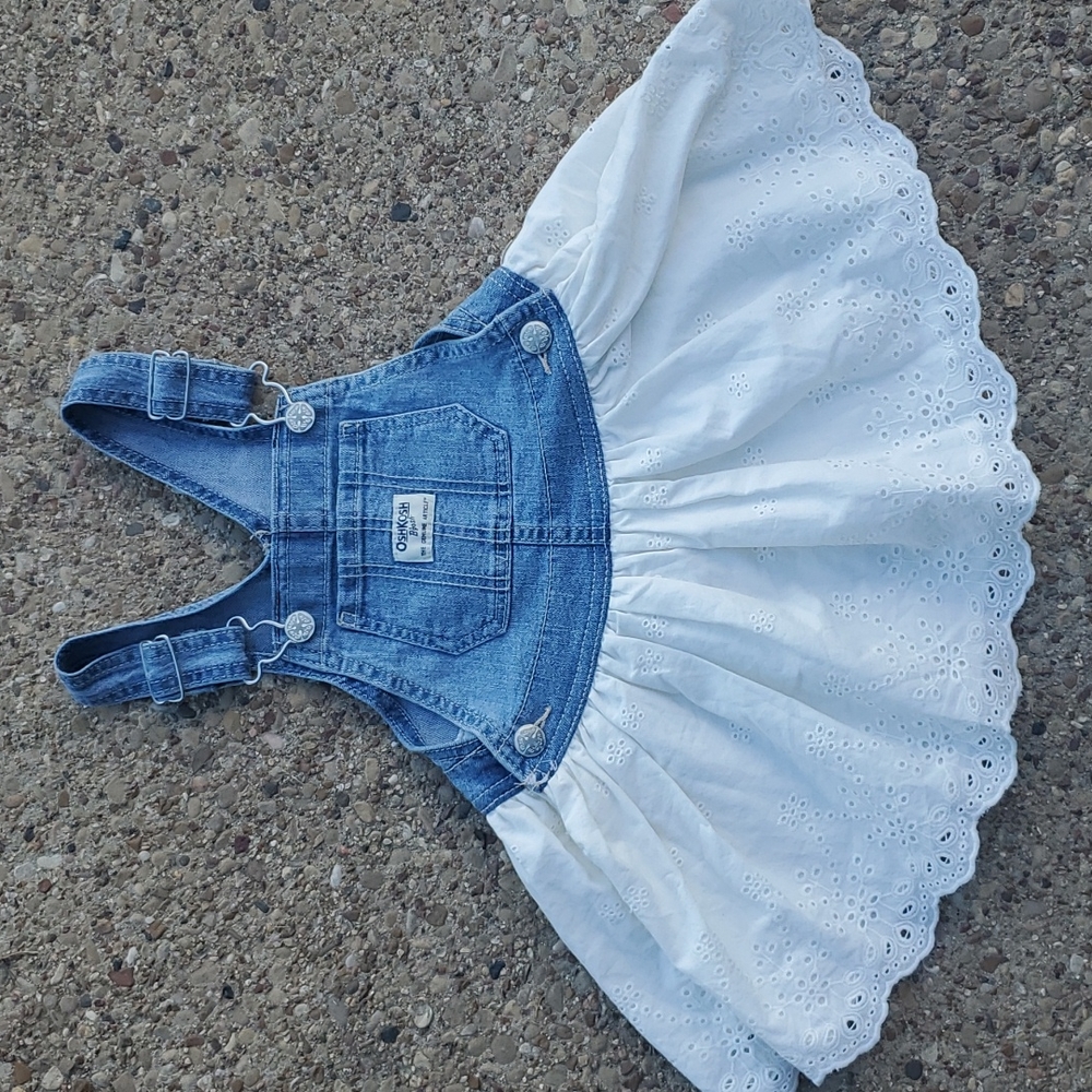 Osh Kosh B'Gosh White Eyelet Overall Dress 2T Toddler